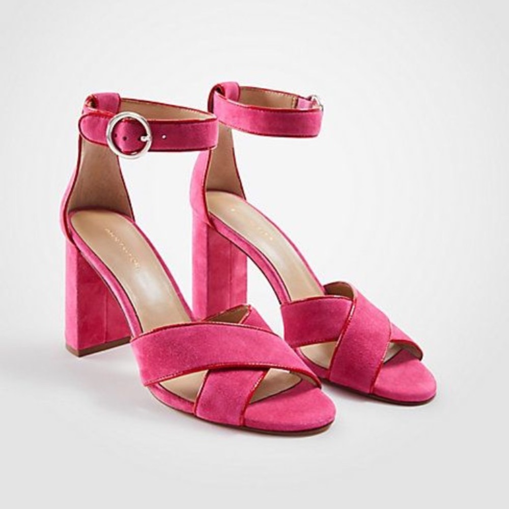 Ann Taylor Open Toe Suede Alexa Block Heel Sandals